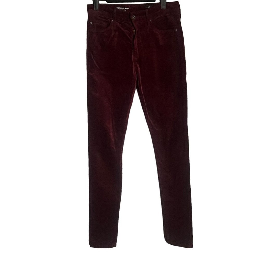 AG Adriano Goldschmied The Farrah Skinny High-Rise skinny velvet pant SZ 27 Wine